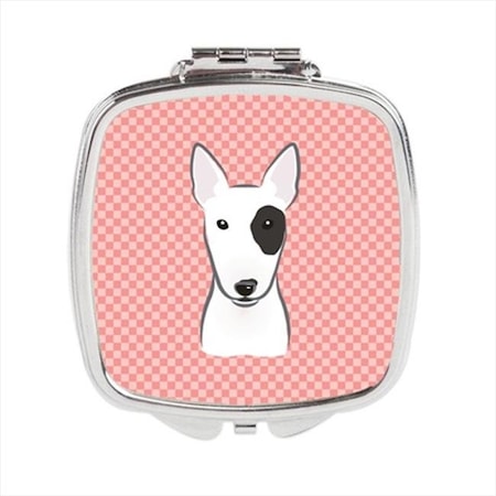Carolines Treasures Carolines Treasures BB1209SCM Checkerboard Pink Bull Terrier Compact Mirror; 2.75 x 3 x .3 In. BB1209SCM